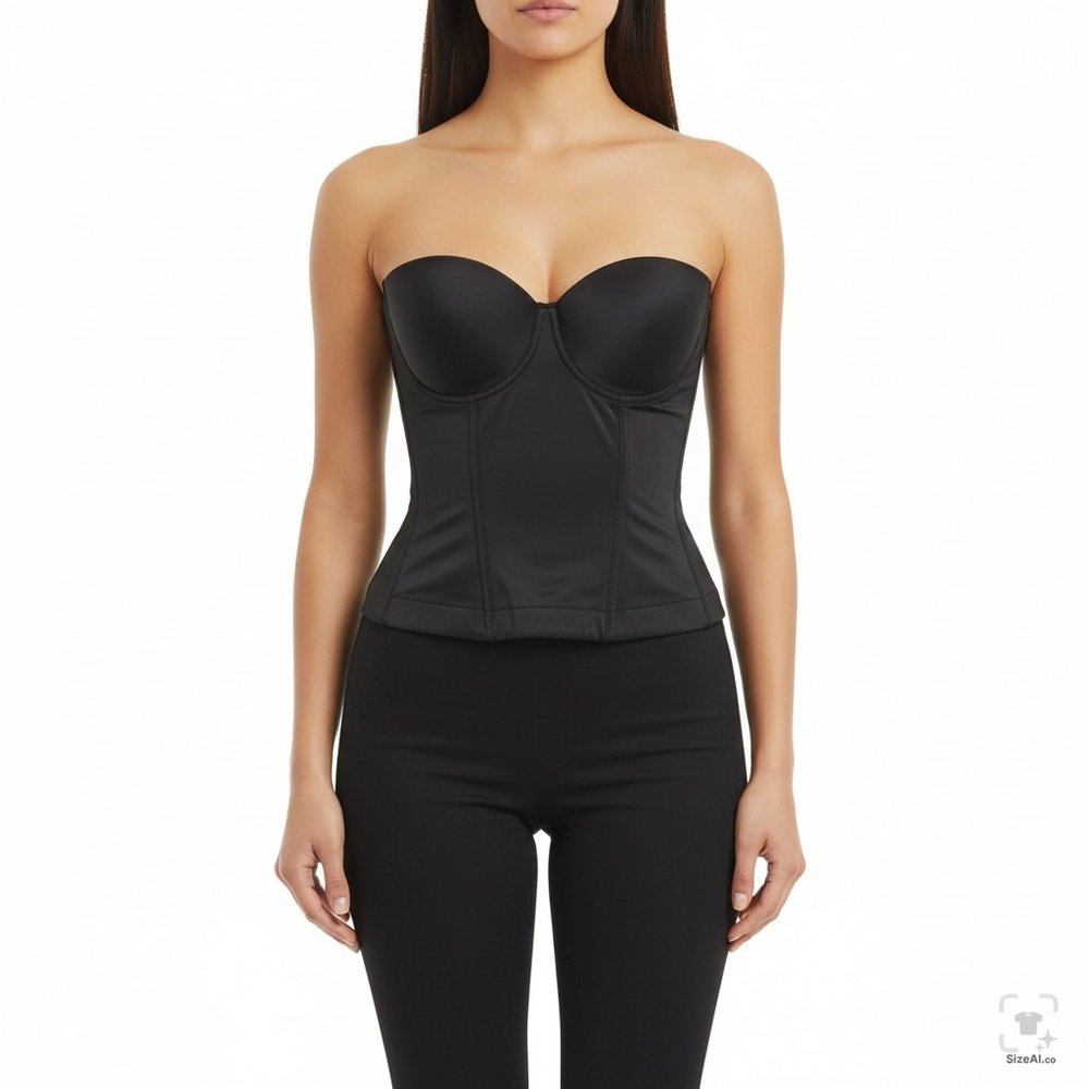 Nicole Miller 36B Black Strapless Low Back Bone Coquette Corset Bustier Top